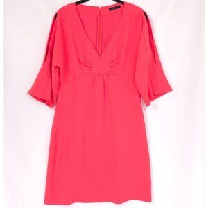 Trina Turk Women's Size 8 Coral Lily Fluid Drape Cold Shoulder Shift Mini Dress